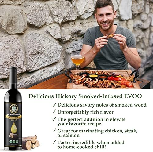 M.G. PAPPAS High Polyphenol Rich Smoked Infused Olive Oil Extra Virgin - Over 500mg/kg- Unfiltered First Cold Pressed Greek EVOO - Award Winning – 12.7 Oz 375ml