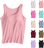 Built in Bra Cute Tank Tops for Women With Padded Tees Ladies Summer Sleeveless Gym Workout Yoga Camisole Top