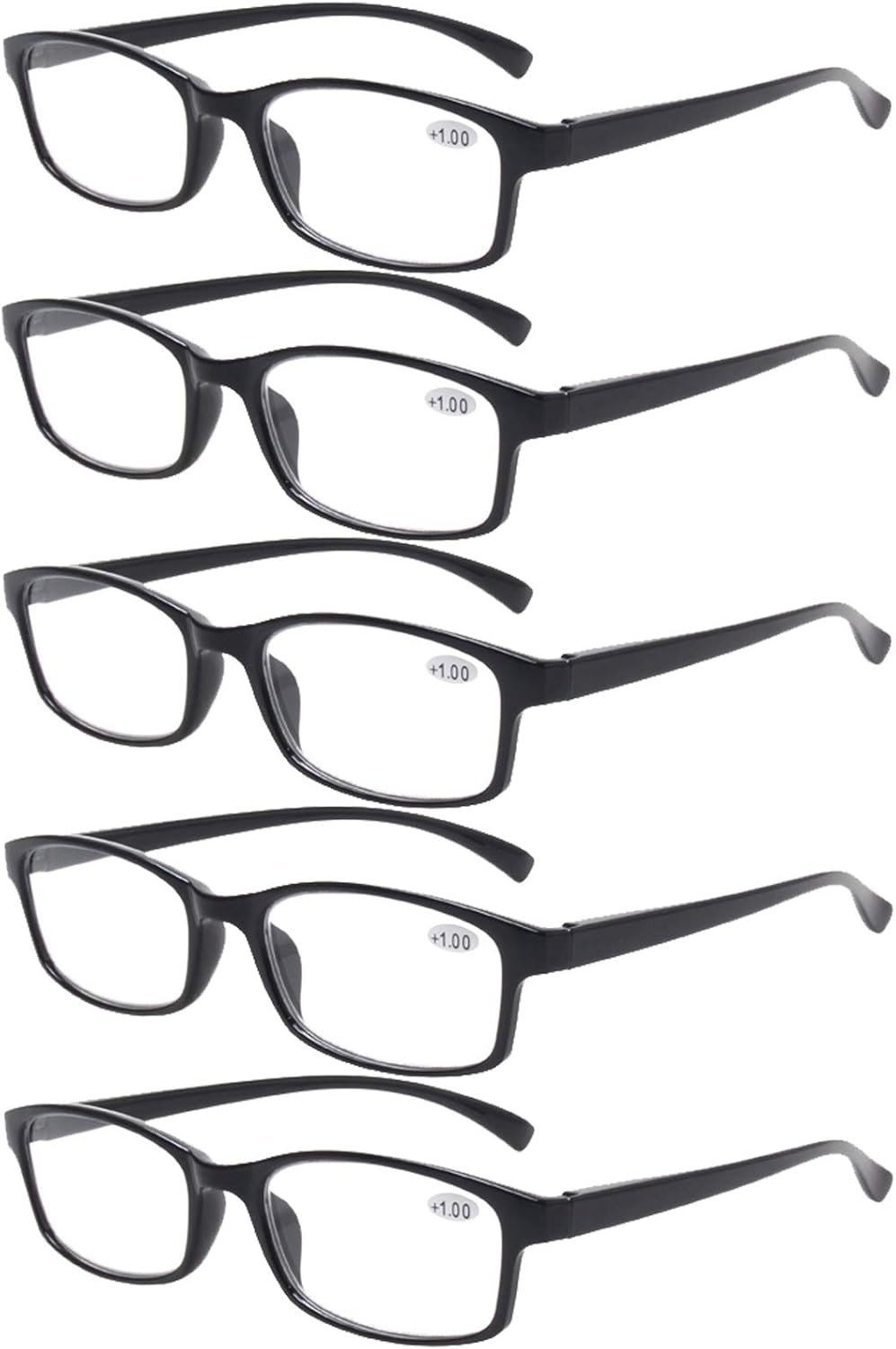 Reading Glasses 5 Pairs Quality Readers Spring Hinge Vintage Glasses for Reading for Men and Women (5 Pack Black, 2.5)