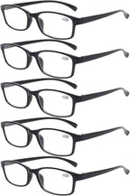 Reading Glasses 5 Pairs Quality Readers Spring Hinge Vintage Glasses for Reading for Men and Women (5 Pack Black, 0.75)
