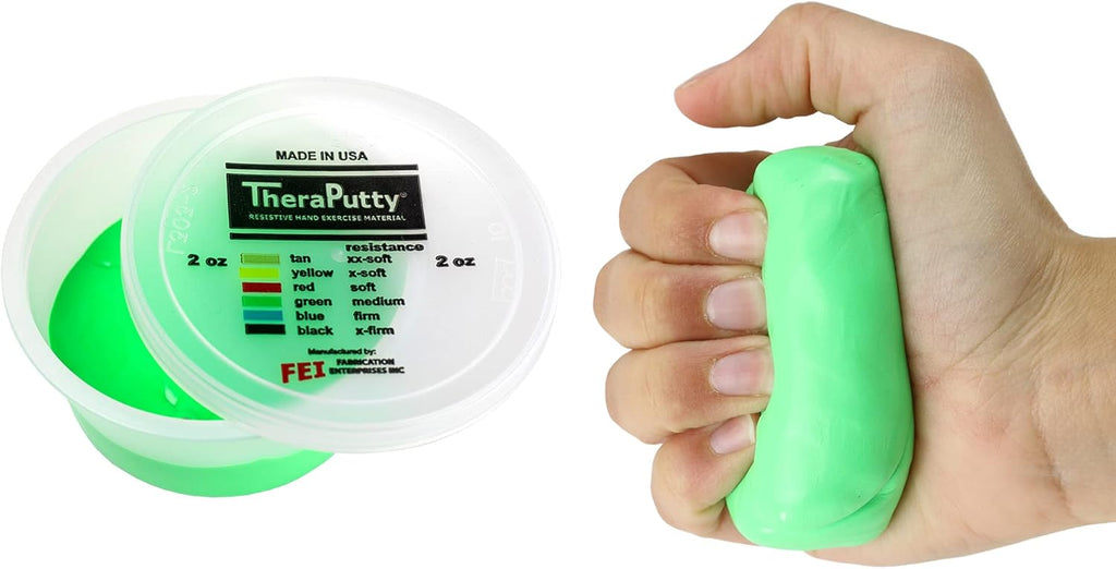 CanDo Theraputty Plus Hand Exercise Putty for Rehabilitation, Exercises, Hand Therapy, Hand Strengthening, Stress Relief - Green 2 oz Medium