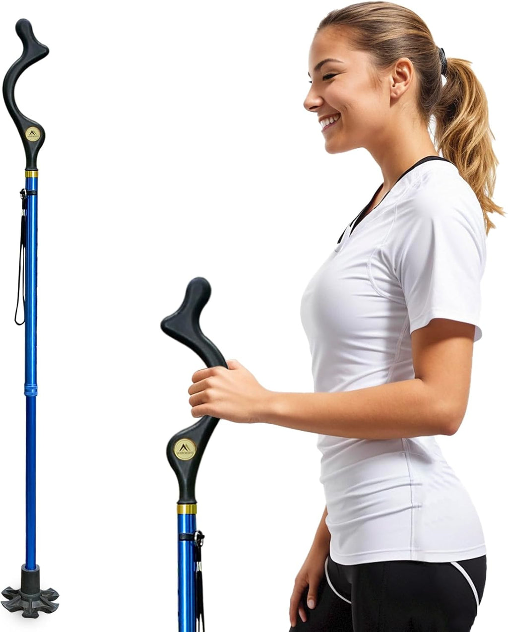 Walking Cane Foldable for Men & Women Seniors for Balance,Self Standing Folding Cane,Height Adjustable Anti-Slip Lightweight Alloy Walking Stick Collapsable for Travel Mobility Aid
