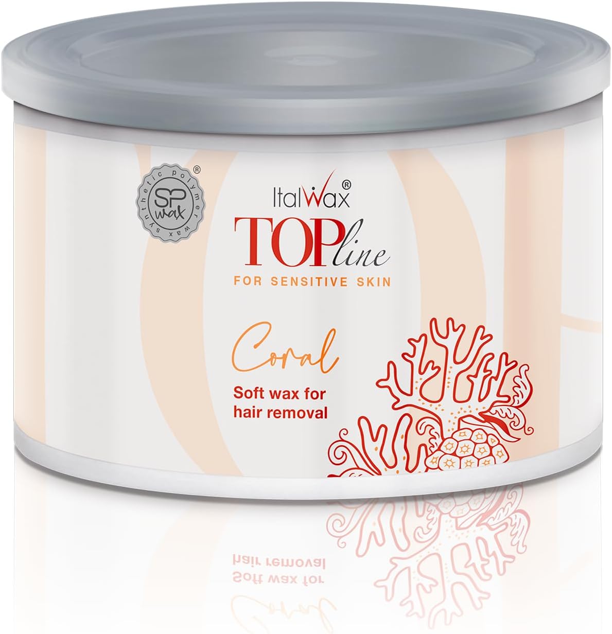 Italwax Top Line Coral - 397g / 14oz - Soft wax for hair removal - Uncented - Liposoluble syntetic formulation - Ideal for waxing all body area