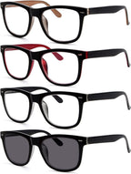 Eyekepper 4-Pack Readers Square Large Lenses Spring-Hinges Reading Glasses for Men Women +1.50
