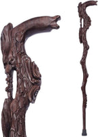 Retro Canes for Men, Wooden Walking Cane, Handmade Reishi Ganoderma Carved Walking Stick, Exquisite Hollow Carving Crutch as Gift