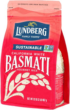 Lundberg Basmati Rice, Long Grain White Rice - Non-Sticky, Fluffy, Nutty, Aromatic Rice, Vegan Food, Healthy Meals, Gluten-Free Rice Grown in California, 32 Oz