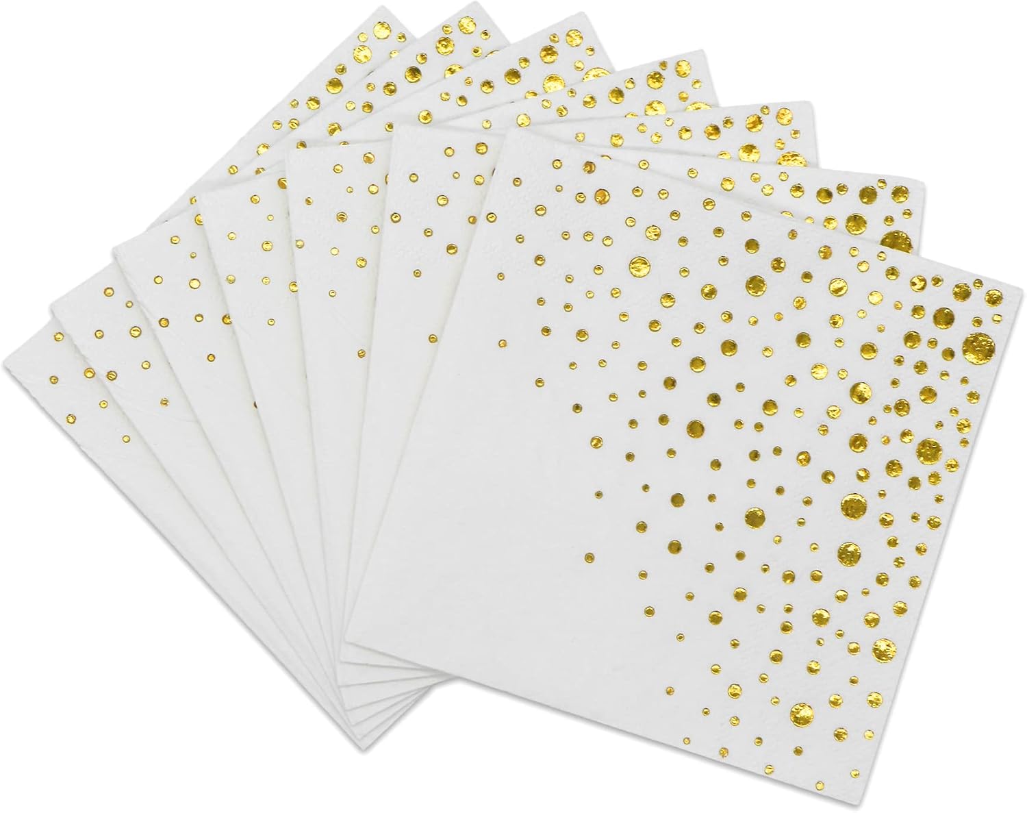 Gold Napkins, 100 Pack White and Gold Cocktail Napkins, 5x5 Inch Party Event Napkins, 3 Ply Luxury Paper Holiday Napkins, Disposable Beverage Wedding Napkins