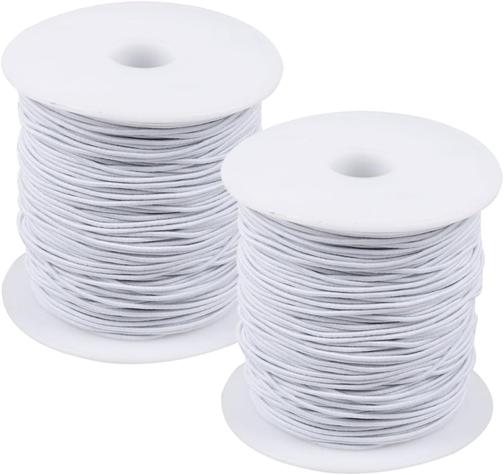FOMIYES 1mm White Elastic String Cord for Bracelets Beading Jewelry Making DIY Necklaces Sewing Craft 2 Rolls 100m Stretchy Thread for Crafting