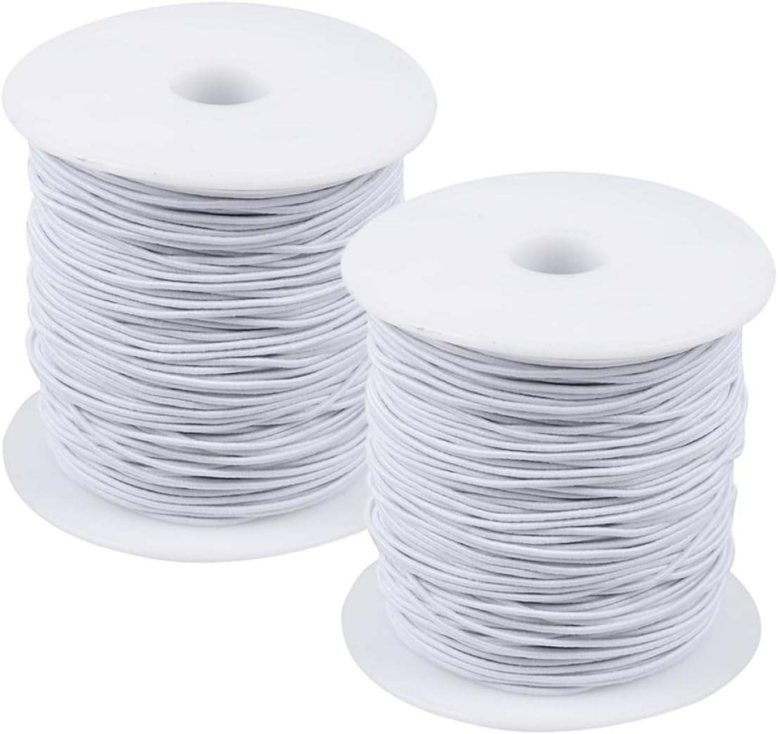 FOMIYES 1mm White Elastic String Cord for Bracelets Beading Jewelry Making DIY Necklaces Sewing Craft 2 Rolls 100m Stretchy Thread for Crafting