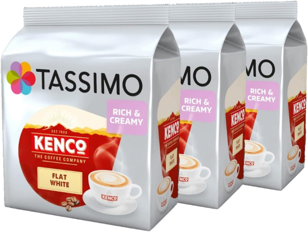 Tassimo Kenco Flat White Coffee Pods (Pack of 3, Total 24 Servings)
