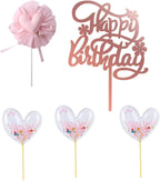Pink Heart Cake Topper 5pcs Heart Shape Cake Decoration for Boys Girls WomenBirthday Baby Shower Party Anniversary (Pink Heart 5pcs)