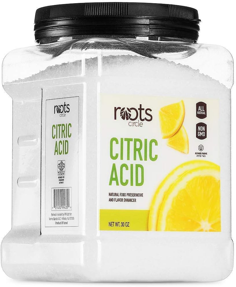 Roots Circle All-Natural Citric Acid | 1 Pack - 1.87 Pounds | Kosher for Passover | Food-Grade Flavor Enhancer, Household Cleaner & Preservative | for Skincare, Cooking, Baking, Bath Bombs