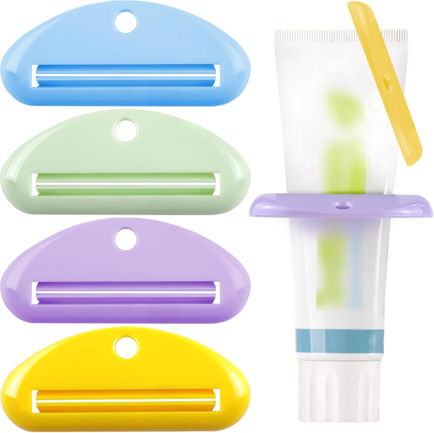 4Pcs Toothpaste Squeezer,Plastic Toothpaste Tube Squeezer Toothpaste Dispenser Hanging Toothpaste Clip Toothpaste Holder for Bathroom,Suitable for Toothpaste Cream Cosmetics and Paint(Colorful)