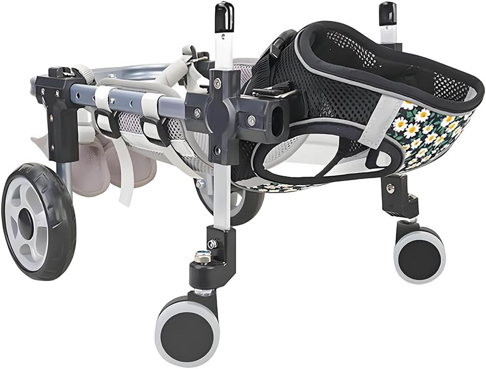 Dog Wheelchair for Small Medium Large Dogs, Adjustable 4-Wheel Mobility Aid, Lightweight Rehabilitation Brace (4 Wheels, M)