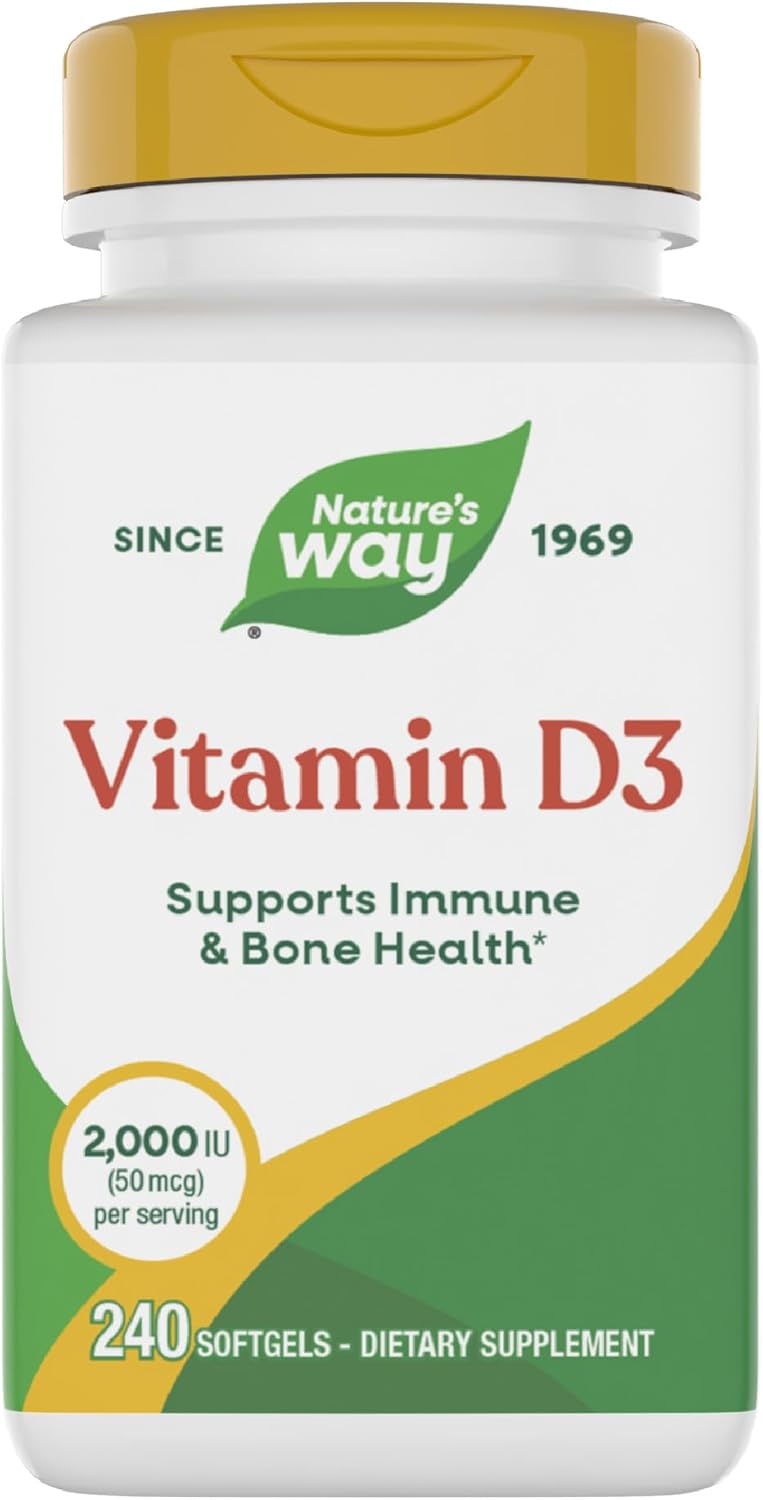 Nature's Way Vitamin D3 Extra Strength(1), Supports Bone Health and Immune Function*, 2000 IU (50 mcg per Serving), 240 Softgels (Packaging May Vary)