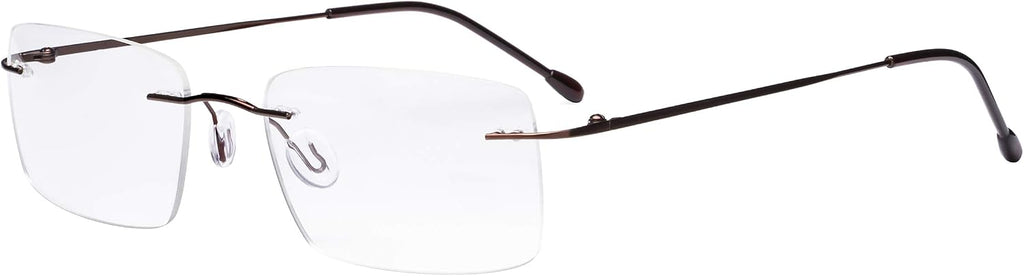Eyekepper Frameless Reading Glasses for Men Reading - Rectangle Rimless Reader Eyeglasses Brown +1.75