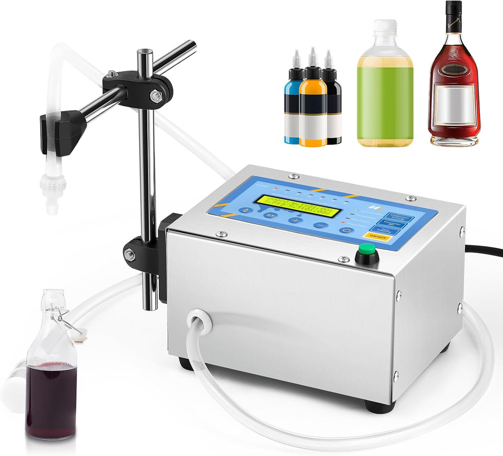 Hanchen Liquid Filling Machine 1-118 Ounce Bottle Filler Machine Automatic Liquid Dispenser Electric Digital Control Diaphragm Pump for Water Juice Cosmetic Oil Single Heads One Year Warranty 110~220V