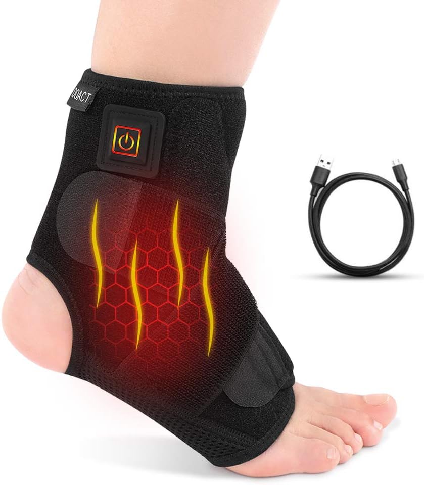 LAVEN Heating Ankle Brace, Heat Foot Drop Orthotic Brace with Adjustable 3 Level Controller for Injury Joint Recovery, Ankle Sprain Swelling, Arthritis, Strain, Fit