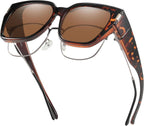 HAOLOTA Polarized Fit Over Glasses Sunglasses for Women Men Trendy Square Wrap Around Shades UV Protection