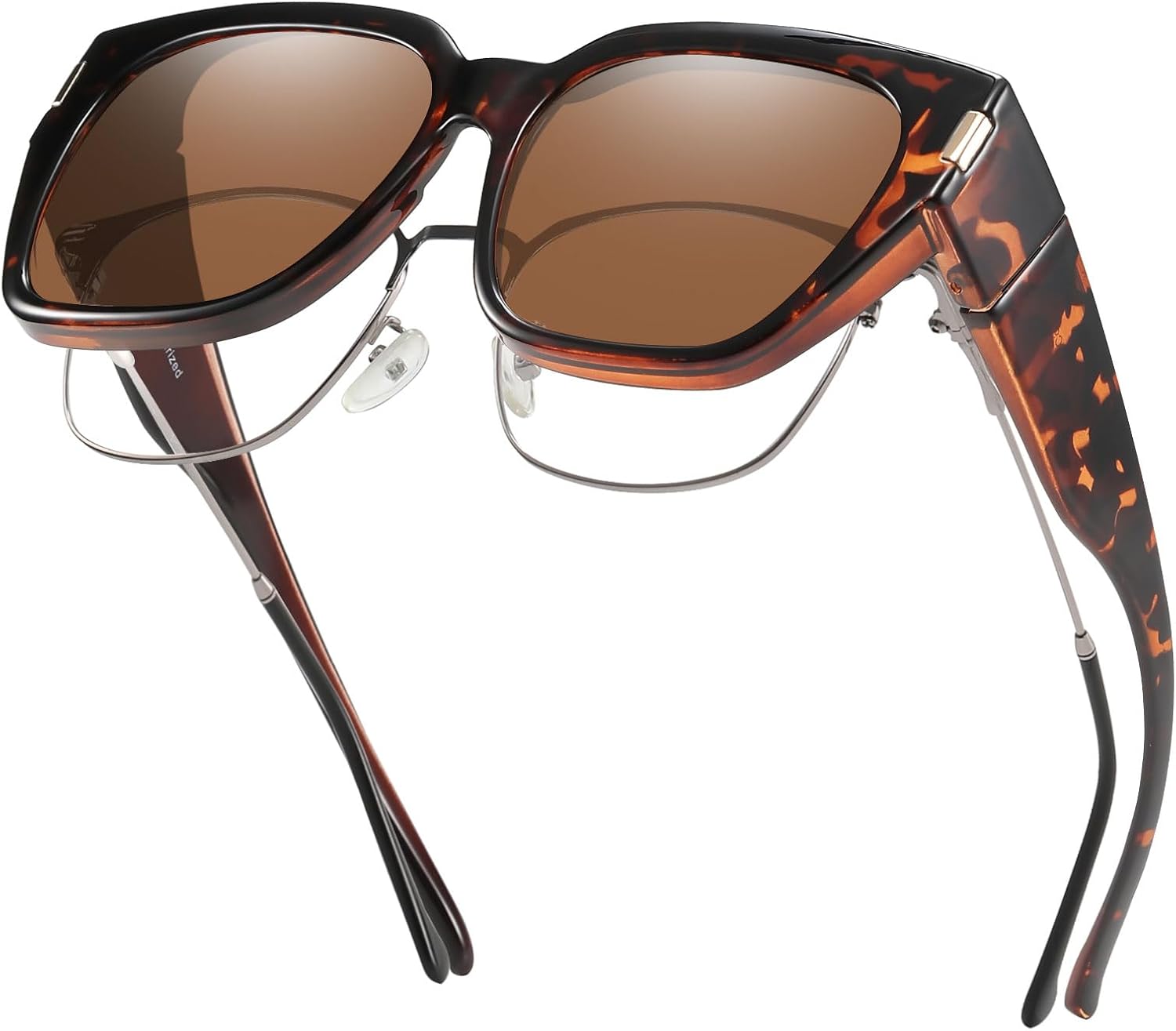 HAOLOTA Polarized Fit Over Glasses Sunglasses for Women Men Trendy Square Wrap Around Shades UV Protection