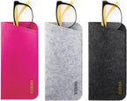3 Pack Eyeglass Cases - Soft Felt Slip-in Pouch Case - Glasses Storage Case Makeup Pouch