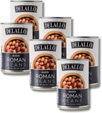 DeLallo Roman Beans, Borlotti Beans for Soups, Salads, and Dips, Non-GMO, Kosher, No Preservatives, Tender Creamy Texture, 15.5 oz Can, (6 Pack)