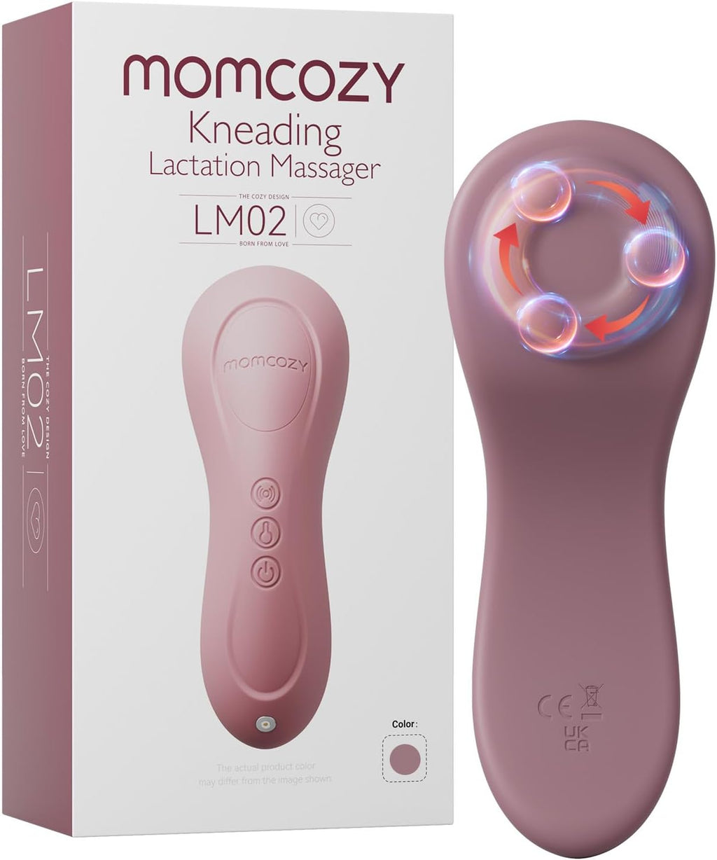 Momcozy Rolling Lactation Massager with Heat, 3-in-1 Real-Like Massage for Relieve Clogged Ducts, Breast Massager Warming for Breastfeeding, Improve Milk Flow, Dusty Rose