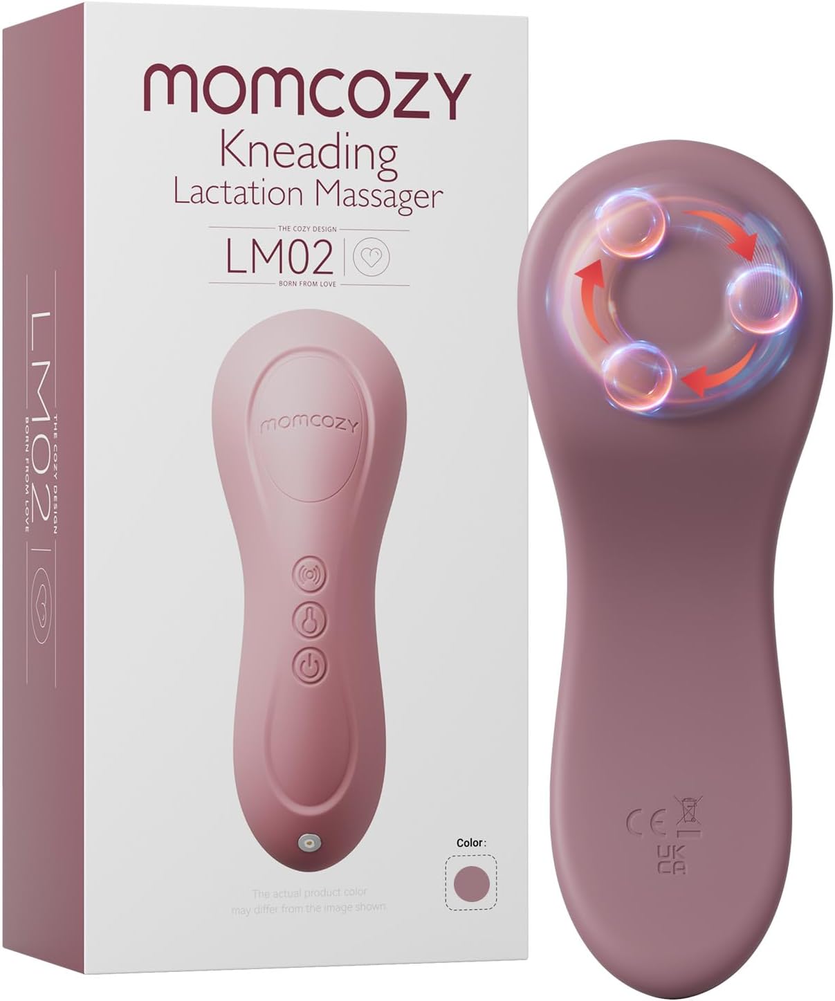 Momcozy Rolling Lactation Massager with Heat, 3-in-1 Real-Like Massage for Relieve Clogged Ducts, Breast Massager Warming for Breastfeeding, Improve Milk Flow, Dusty Rose