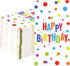 100 Pcs Happy Birthday Paper Napkins 3 Ply Colorful Dots Birthday Hand Towels Disposable Absorbent Colorful Polka Dot Guest Napkins for Christmas Adults Kids Birthday Cocktail Picnic Party Supplies