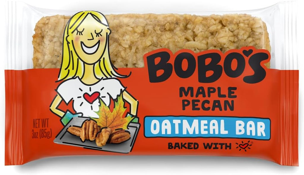 BOBO's Maple Pecan Oat Bars, Simple Ingredients, Whole Grain Oats, Plant Based, Gluten Free Breakfast Bars, Non-GMO, Healthy Snacks for Adults & Kids (12 Bars)
