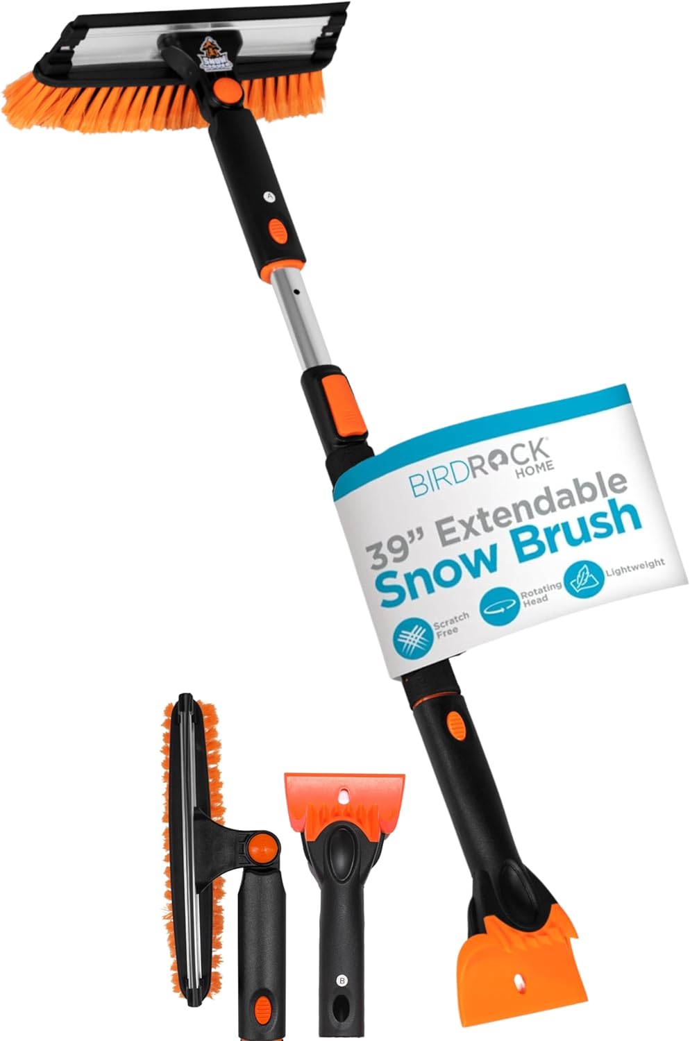 Snow MOOver 39" Extendable Snow Brush with Squeegee & Ice Scraper | Foam Grip | Auto Snow Brush | Auto Ice Scraper | Car Truck SUV
