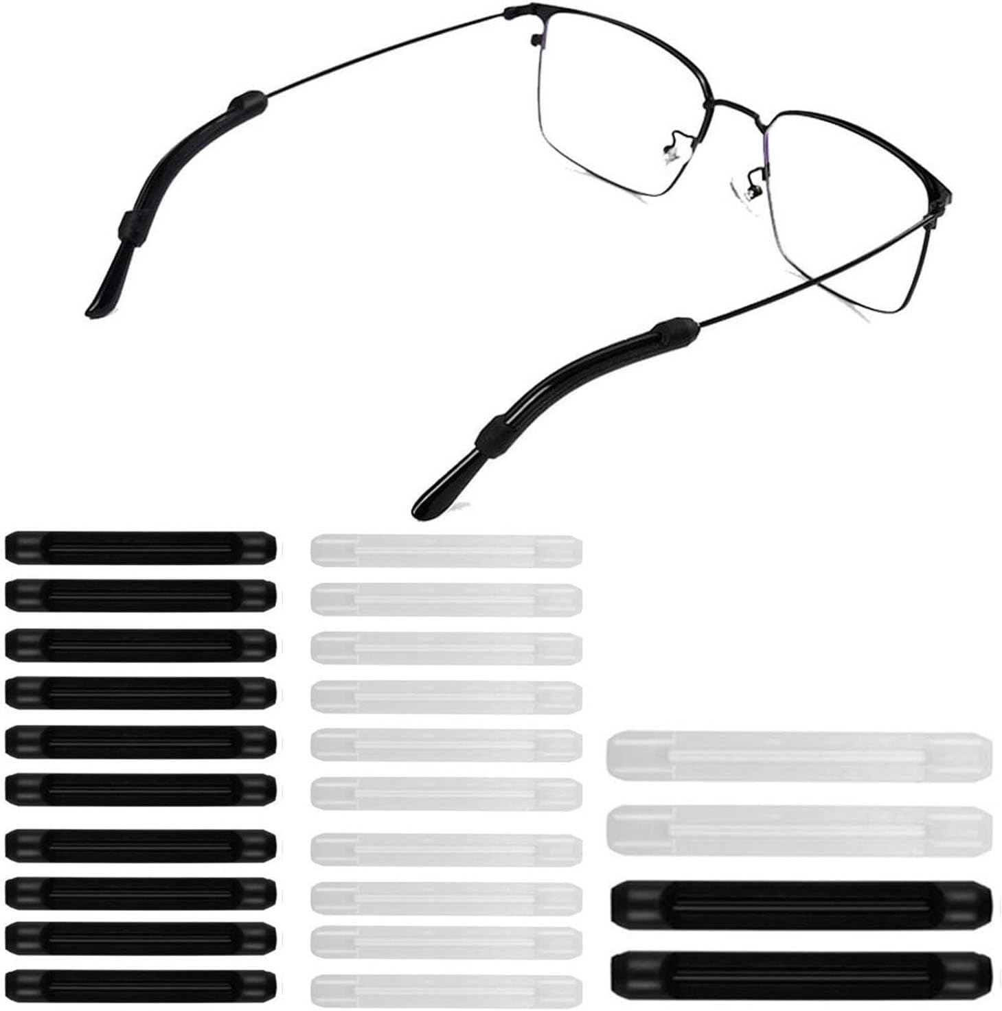 12 pairs Eyeglasses Ear Grip, Silicone Ear Hooks Anti-slip Holder Temple Tips Sleeve Retainer for Sunglasses, Reading Glasses, Sports Glasses Belt