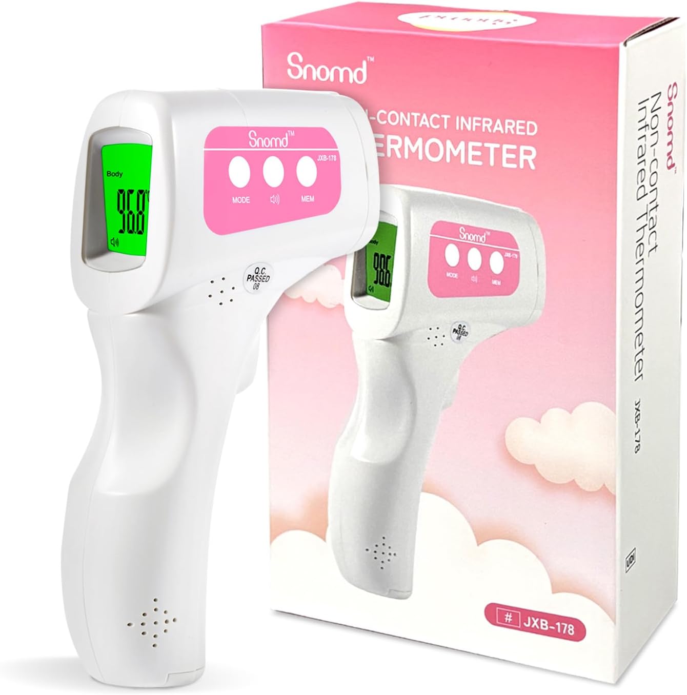 Snomd Non-Contact Infrared Forehead Thermometer for Adults, Kids & Baby, 3-in-1 No-Touch Digital Fever Temperature Gun, Accurate & Fast Reading