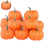 Rocutus 12 Pieces Artificial Mini Pumpkins, Lifelike Simulation Fall Pumpkins for Halloween Thanksgiving Autumn Theme Party Decorations (Orange)