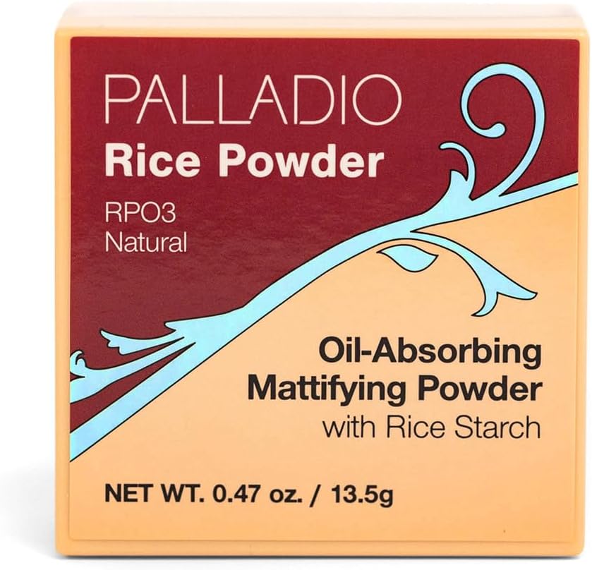 Palladio, Rice Powder Loose Setting Powder Absorbs Oil Leaves Face Looking and Feeling Smooth Helps Makeup Last Longer For a Flawless Fresh Look, Natural, 0.6 Ounce