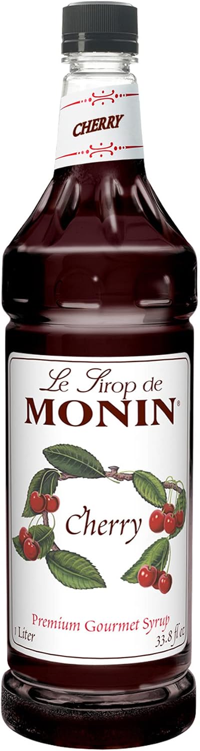 Monin Flavored Syrup, Cherry, 33.8-Ounce Plastic Bottle (1 liter)