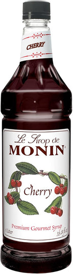 Monin Flavored Syrup, Cherry, 33.8-Ounce Plastic Bottle (1 liter)