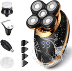 Electric Shavers for Men - 5 in 1 Bald Head Shavers for Men, 5D Floating Cordless USB Rechargeable Rotary Razor Multifunctional Grooming Kit Beard Trimmer Waterproof Wet and Dry with LED Display