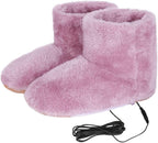 USB Heated Plush Slippers Electric Thermal Foot Warmer Women Men Washable Chargeable Heated Boots for Home Office Indoor