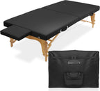 Saloniture Portable Physical Therapy Massage Table - Low to Ground Stretching Treatment Mat Platform - Black