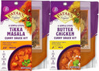 Patak’s 3-Step Curry Sauce Kit Variety Pack (1 Tikka Masala, 1 Butter Chicken) - Vegetarian Meal Kit for Easy Home Cooking - Includes Whole Spices, Spice Paste & Simmer Sauce - 11 oz Each (Pack of 2)