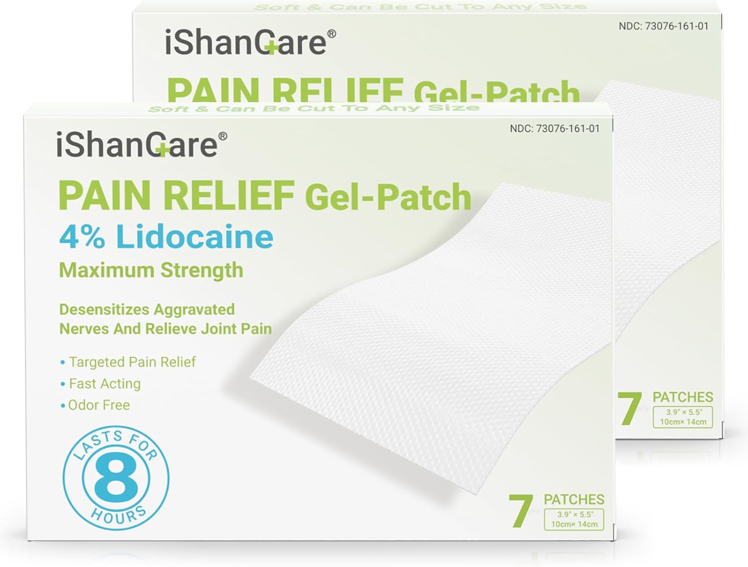 ishancare Lidocaine 4% Patches Pain Relief Maximum Strength Fast-Acting for Back Neck Shoulders, Knees, Elbows Topical Analgesic Unscented 14 Count