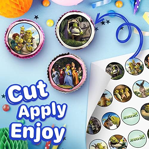 30 x Cupcake Toppers Themed of Monster Green Collection - Edible Cake Decorations | Uncut on Wafer Sheet