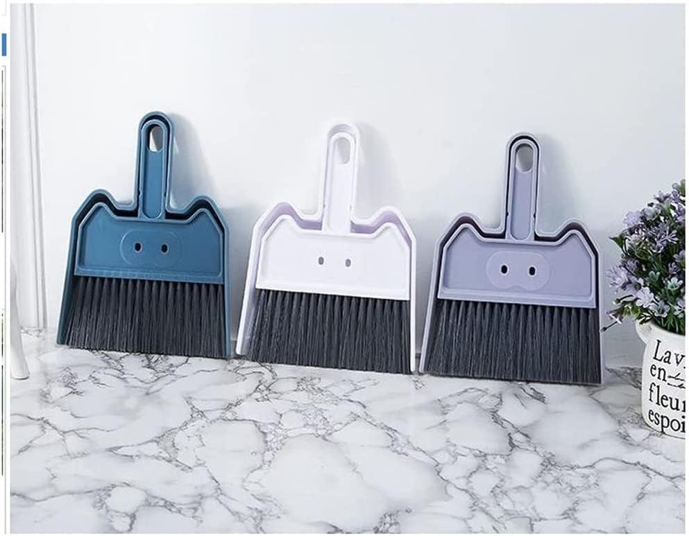 SKUZA Cleaning Brush,Mini Desktop Broom Dustpan Set Cute Soft Bed Sweeper Cleaning Bed Brush (Color : White) (Color : White)
