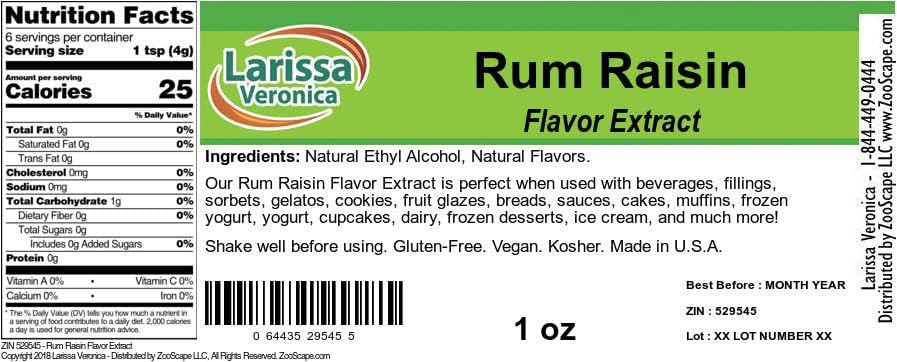 Rum Raisin Flavor Extract (1 oz, ZIN: 529545)