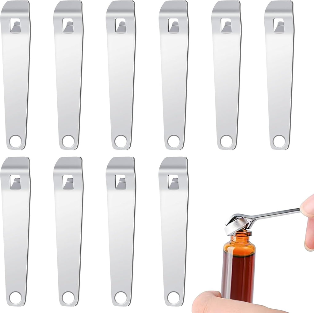 10 Pack Mini Bottle Opener Ampule Vial Decapper Phial Cap Remover Tool Stainless Steel Oral Liquid Caps Lifter for Beer Bottle Supplies for Nurses Home Use Beer Soda Beverage Can Openers