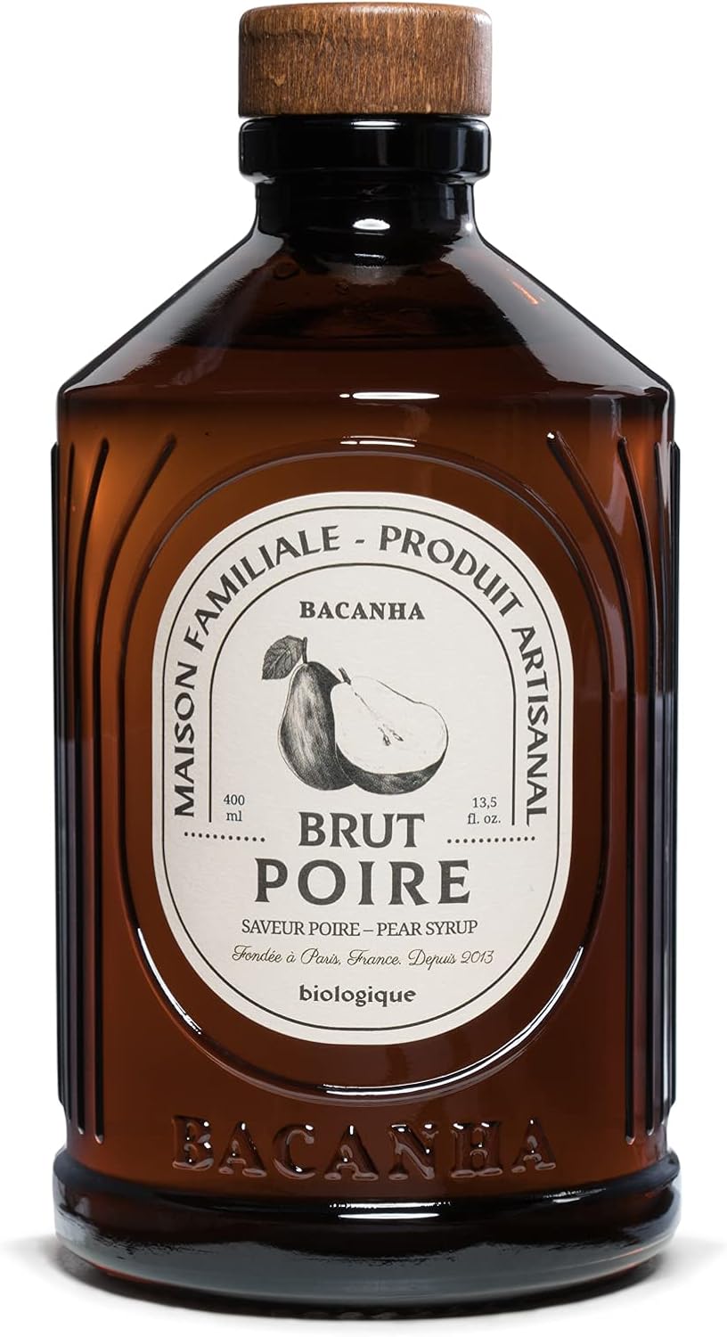 BACANHA - Organic and Raw Syrup - Pear Flavour - For Cocktail, Water, Lemonade and Ice Tea - 400 ml