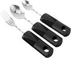 SOLUSTRE 3pcs Adaptive Utensils Easy Grip Silverware Built Up Bendable Fork Teaspoon Tablespoon Eating Feeding Utensil Assist Tableware for Elderly People Disability