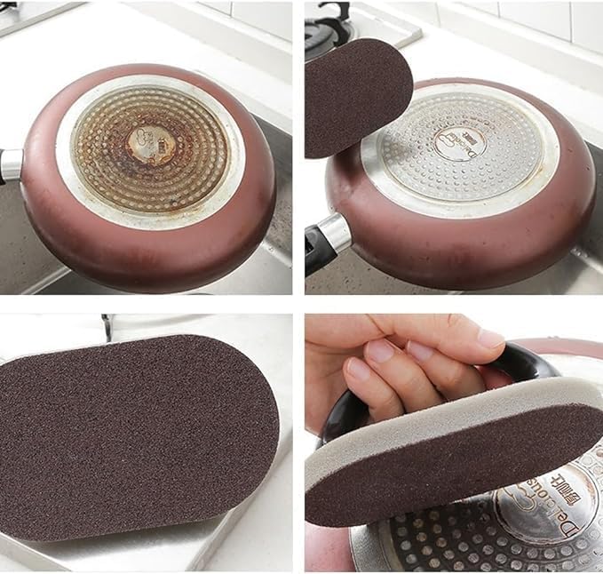 Magic Sponge Brush with Handle,Sponge with Handle,Nano Emery Magic Sponge Brush,Scouring Pad,Pot Scrubber,Brush Cleaner Tool,Household Cleaning Brushes,Pot Cleaner for Bottom of Pans (3pcs)