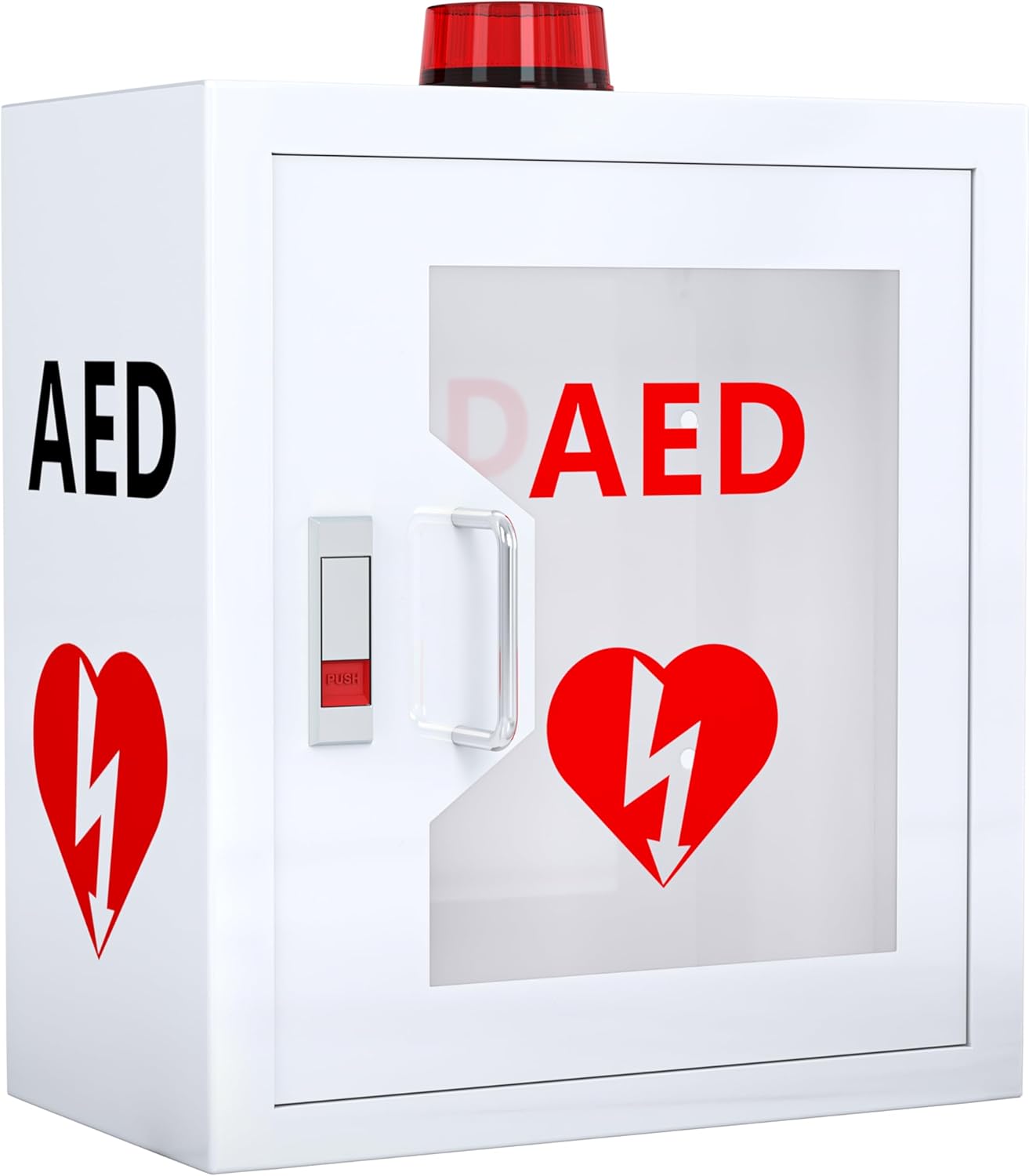 NLShan Wall-Mounted AED Cabinet: Steel Defibrillator Storage Case with Alarm & Handle - Fits Zoll/Cardiac Science/Physio-Control All aed Brands (14.2" Wx7.9 Dx15.8 H)